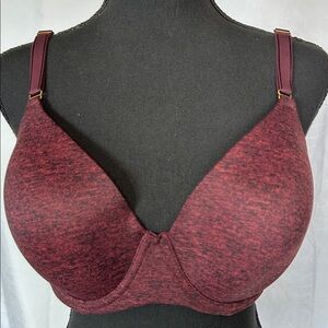 NWT SOMA Embraceable Merlot Lace trim Bra Lightly padded with underwire. Sz 38 D